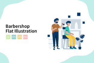 Barbershop Flat Vector Illustration: Creative Visuals for Modern Design Needs