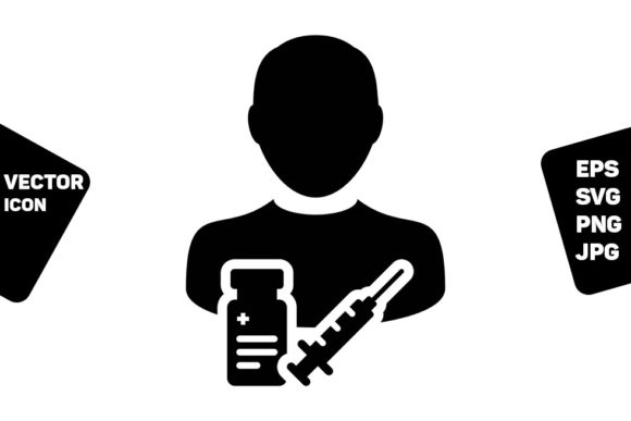 Clinic Icon Vector with Vaccine Syringe: A Versatile Design Asset for Healthcare Visuals