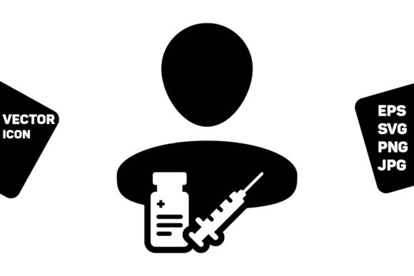 Person Icon Vector with Vaccine Syringe: A Modern Visual for Health and Design