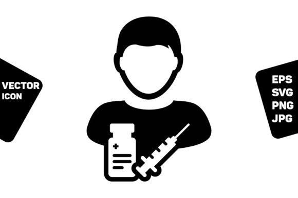 Syringe Icon Vector Vaccine Male User: A Modern Visual Asset for Medical and Healthcare Design