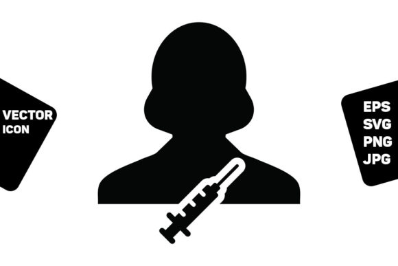 Syringe Icon Vector with Vaccine Female: A Practical Choice for Medical and Healthcare Visuals