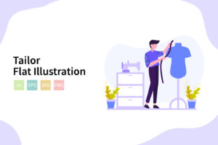 Tailor Flat Vector Illustration for Creative Projects